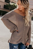 Brown Textured V Neck Pullover Sweater