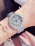 Women's watch Full Diamond Round large dial Pattern diamond stainless steel Shining Watch