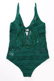 Green Lace Hollow Out Padded Maillot Swimsuit