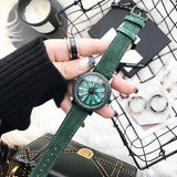 Rotatable Dial Green Watch For Women