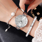 Large Dial 3 Pcs Set Women's Watch