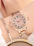 Women's watch Full Diamond Round large dial Pattern diamond stainless steel Shining Watch