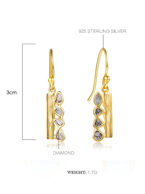 14k Gold Electroplated Diamond Earrings