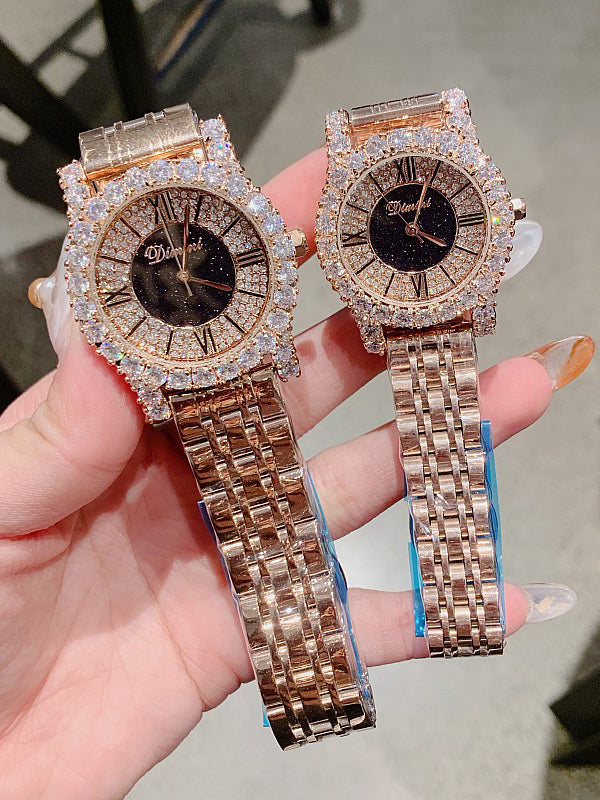 Women's Watch silver zircon shining dial Stainless Steel strap women's clothing watch
