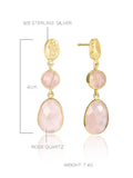 Natural Pink Crystal Drop Pattern Earrings