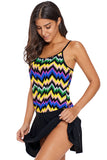Rainbow Fuzzy Zigzag One-piece Swim dress