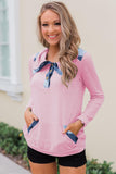 Pink Touch of Plaid Pullover Button Sweatshirt