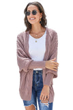 Pink Dolman Sleeve Open Front Knit Cardigan
