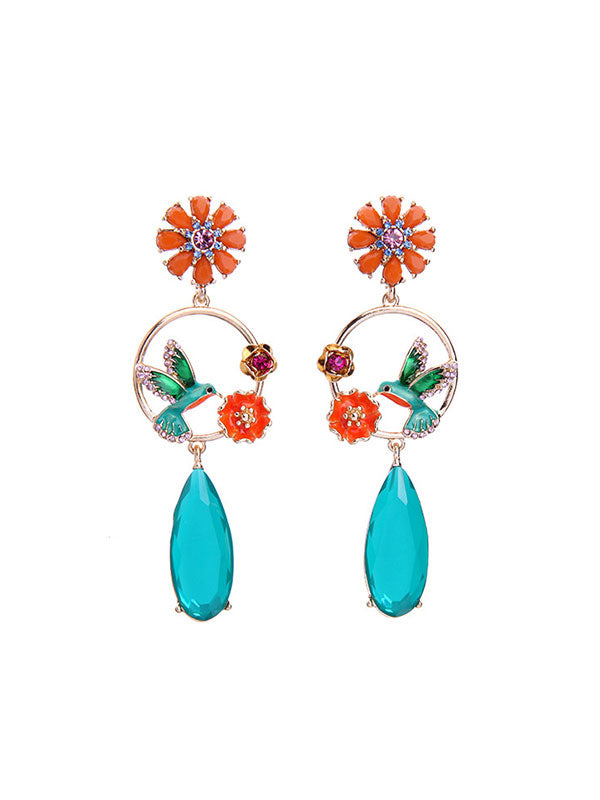 Flower&Bird Pattern Earrings
