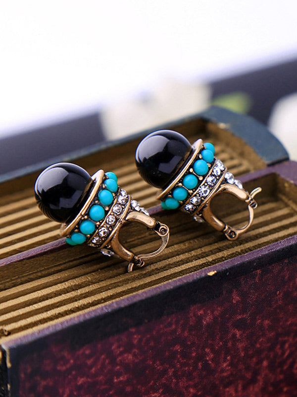 Elegant Blue Bead Earrings