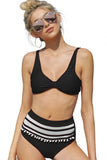 Pom Pom Mesh Insert High Waist Bikini