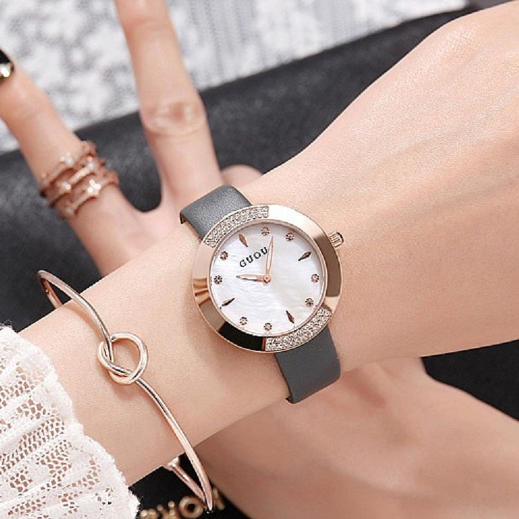 Women's Watch Round Dial Ultra-thin leather Strap simple watch