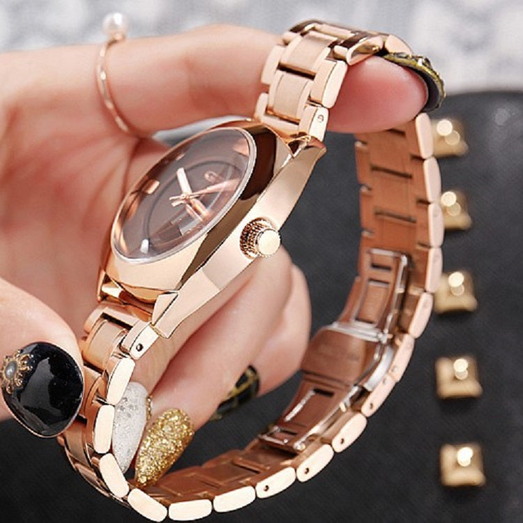 Women's Watch Round calendar dial stainless steel strap gold quartz fashion watch