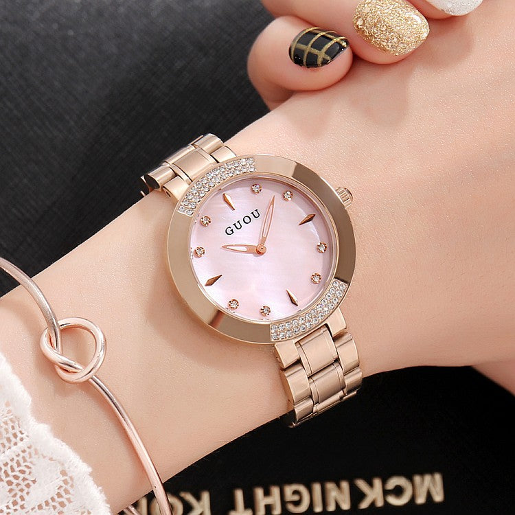 Women's Watch Rose Gold Stainless Steel Strap elegant watch