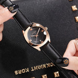 Women's Watch coffee color oval calendar dial leather strap quartz simple watch