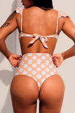 White Polka Dot Versatile Bandeau Bikini High Waist Swimsuit