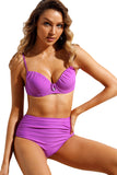 Lilac Simple Diamond Detail High Waist Bikini