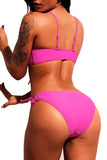 Rosy Lace-up Grommet Detail 2pcs Bikini Swimsuit