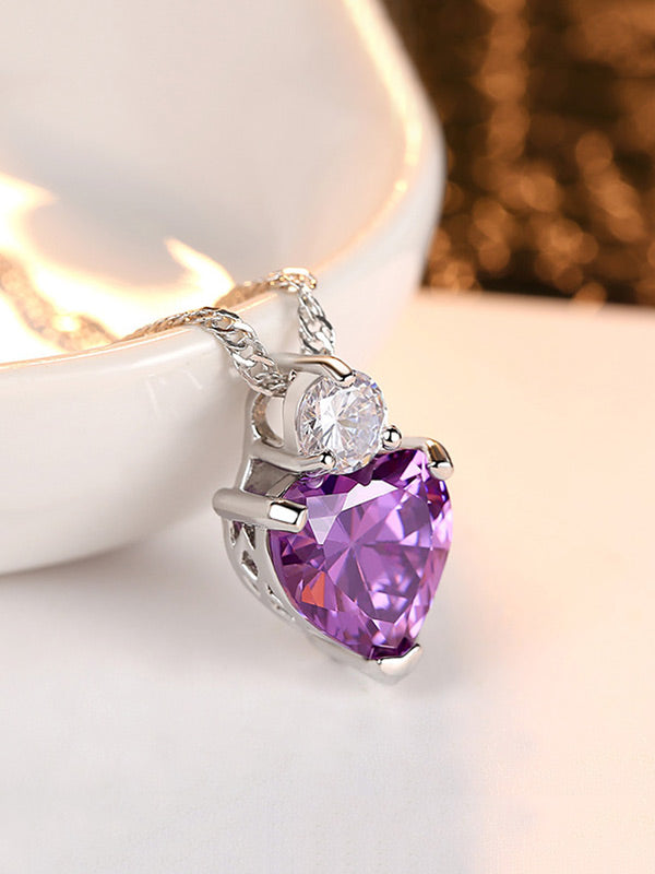 Sincerely Heart Crystal Zircon Necklace&Earrrings Set