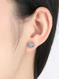 Flower Pattern Zircon Stud Earrings