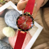 Rhombus-shaped Leather Strap Women's Watch