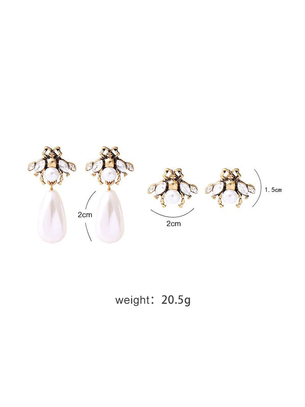 Minimalist Pearl Insect Earrings