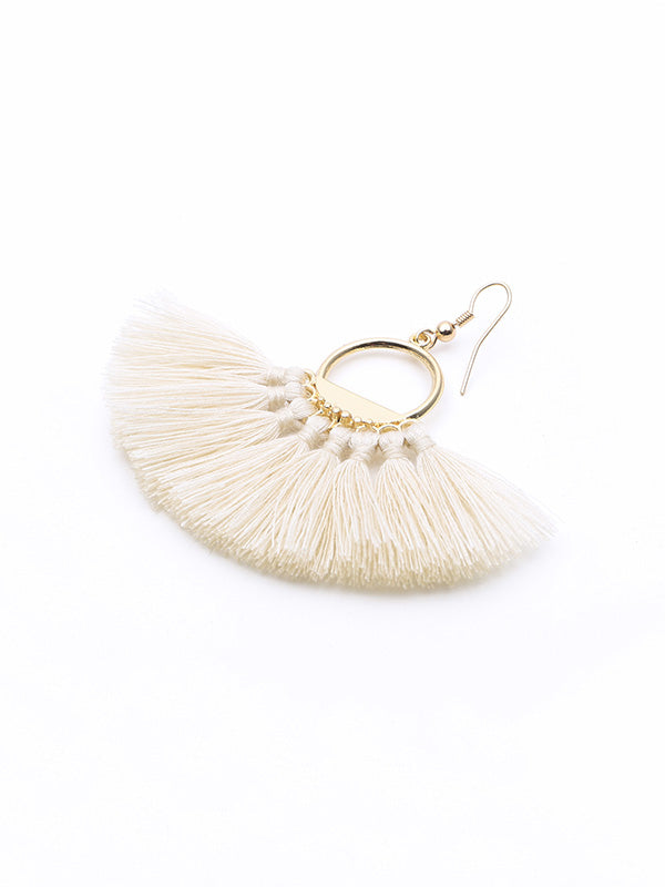 Hand-made fan-shaped Tassel Earrings