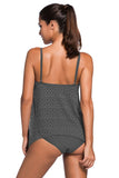 Black camisole-style cup cotton removable triangle split swimsuit