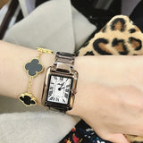 Women's Watch Retro Square Roman Numerals dial stainless steel simple watch