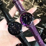 Women's Watch diamond starry sky dial leather strap fashion quartz watch