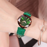 Women's Watch Rhombus-shaped Mirror purple dial leather strap elegant watch