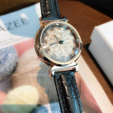 Women's Watch Petal Pattern Chassis leather strap elegant watch