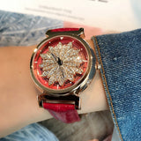 Women's Watch Petal Pattern Chassis leather strap elegant watch