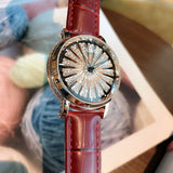 Women's Watch Radiant diamond-studded large dial leather strap elegant watch