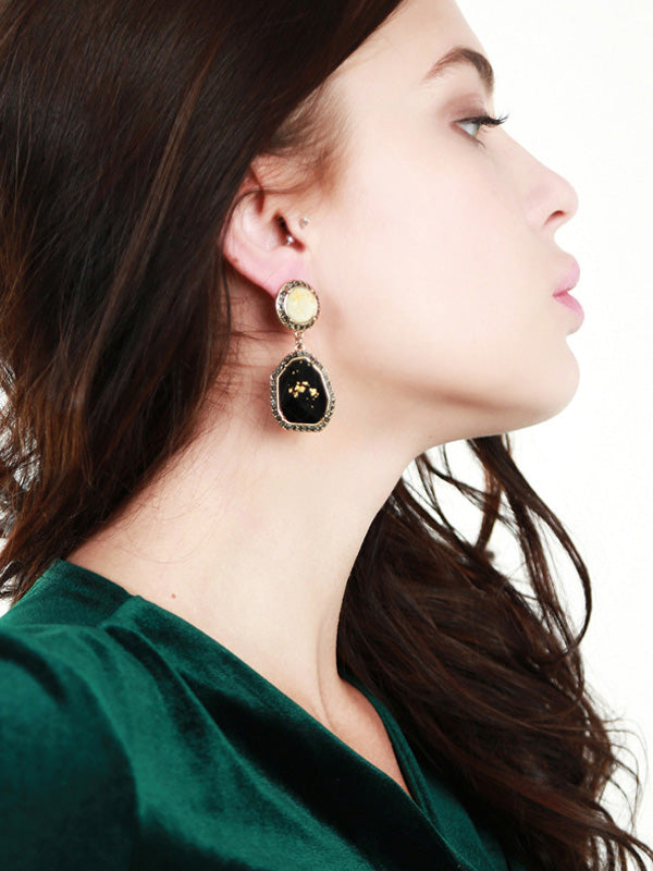 Broken Gold Gemstone Irregular Earrings