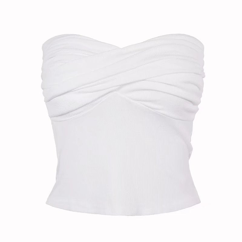 European and American sexy fold bra women's wrap around navel top