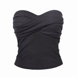 European and American sexy fold bra women's wrap around navel top