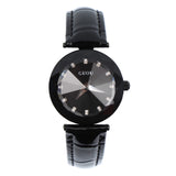 Women's Watch Individual Rhombus Mirror black large dial leather strap elegant watch