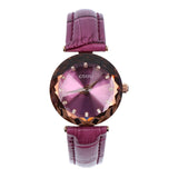 Women's Watch Rhombus-shaped Mirror purple dial leather strap elegant watch