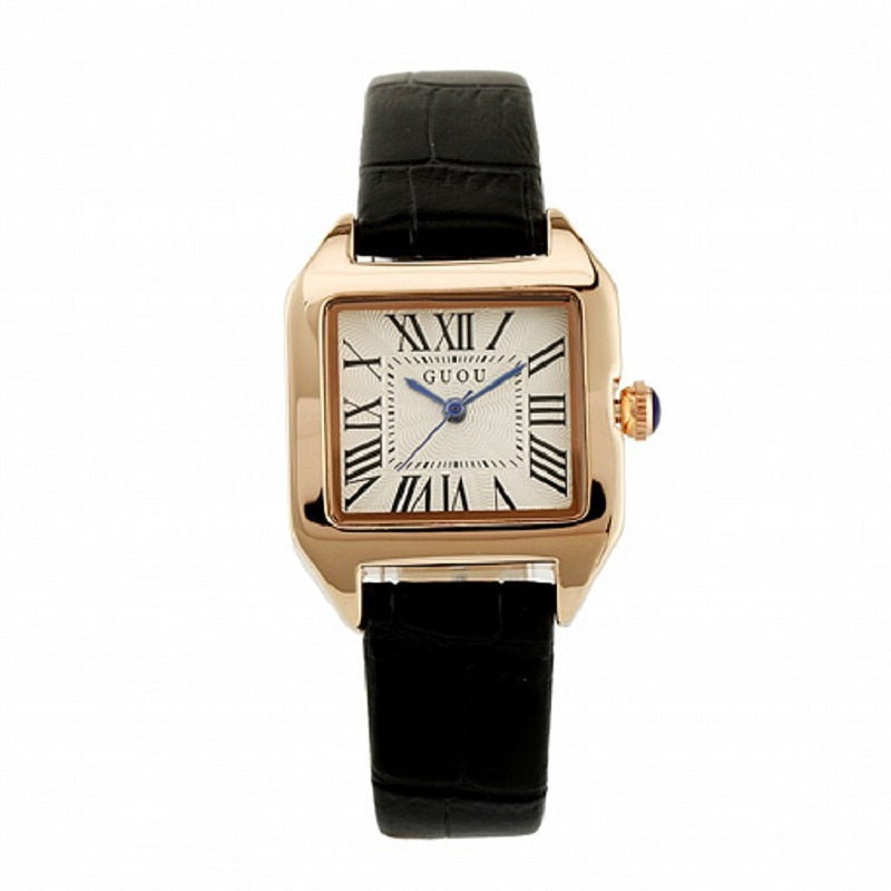 Women's Watch Retro Roman Numeral Scale Square dial leather strap elegant watch