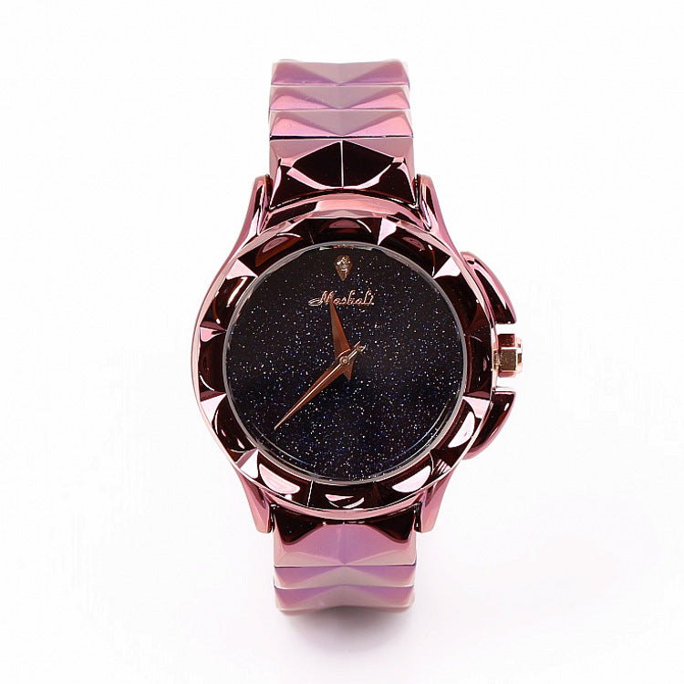 Women's Watch Engraving starry large dial stainless steel strap creative watch