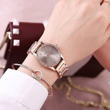 Rose Gold Stainless Steel Strap Women's Watch With Calendar