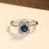 Flower-shaped With Sapphire Ring