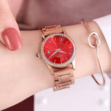 Rose Gold Stainless Steel Strap Women's Watch With Calendar