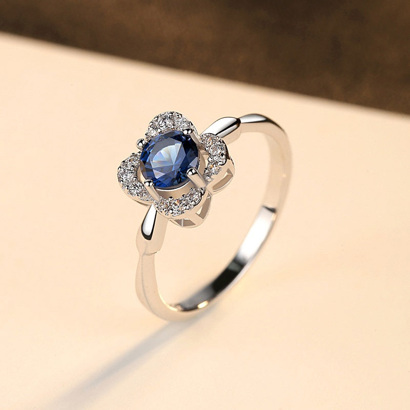 Flower-shaped With Sapphire Ring