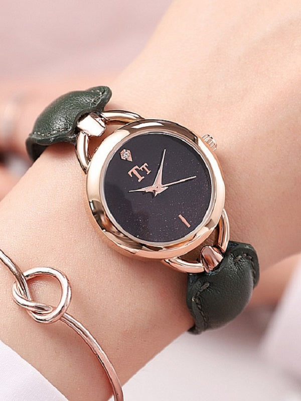 Simple Leather Bracelet Women's Watch