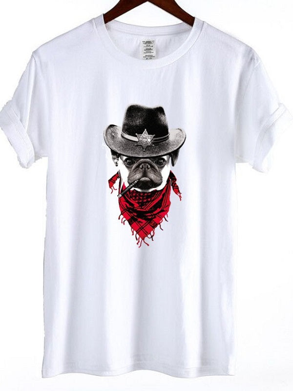 Classic Bulldog Cowboy Pattern T-shirt