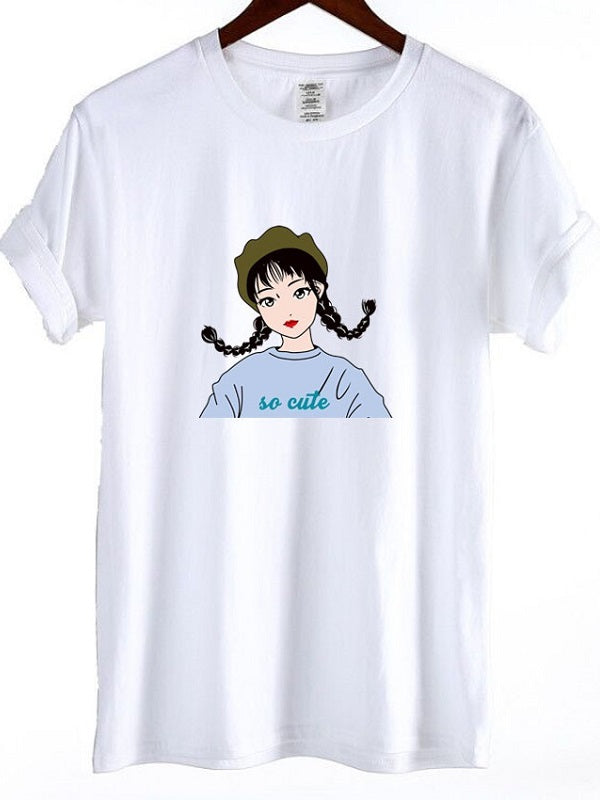 Girl With Two Horsetails Cotton T-shirt