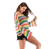 Rainbow Stripes Sweater Contrast Color Sweater