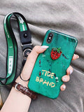 Green Strawberry Lanyard Phone Case